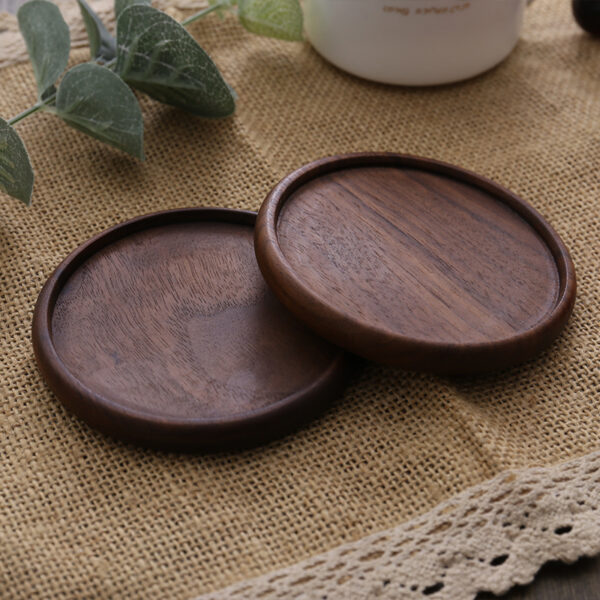 Round Beech Wood Drink Coaster, Natural, 3.46 in