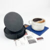 Black PU Leather Cup Coaster with Stitched Edge, 3.94 in