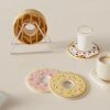 Pink Donut Absorbent Drink Coaster, 3.94 in Round