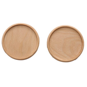 Round Beech Wood Drink Coaster, Natural, 3.46 in