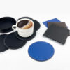Black PU Leather Cup Coaster with Stitched Edge, 3.94 in