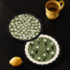 Round Green Floral Drink Coaster, 4.72 in
