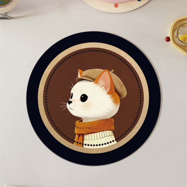 Round Absorbent Cat Table Coaster, 8.66 in