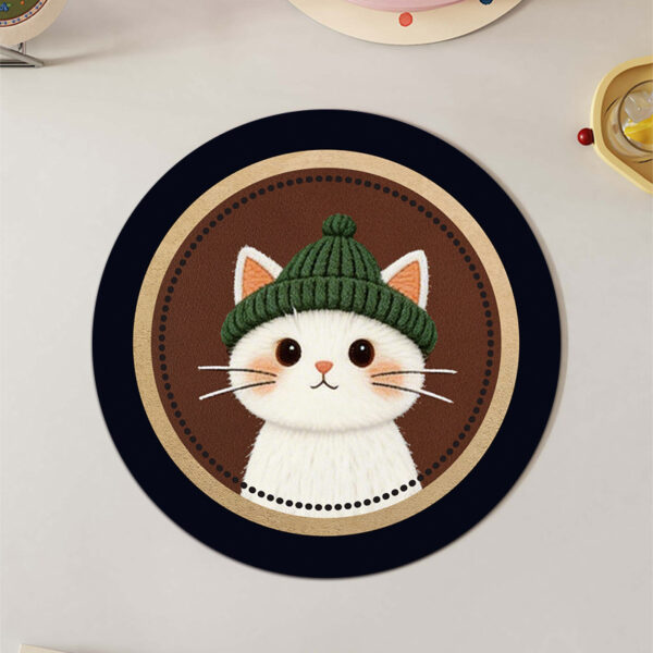 Round Absorbent Cat Table Coaster, 8.66 in