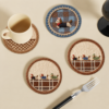 Round Fabric Drink Coaster with Puppy Design, 4.72 in
